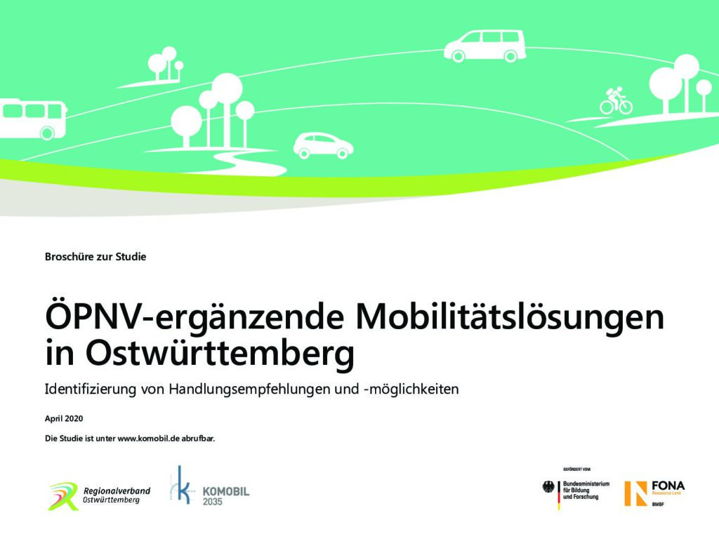 Broschüre zur Studie „ÖPNV-ergänzende Mobilitätslösungen in Ostwürttemberg – Identifizierung von Handlungsempfehlungen und -Möglichkeiten