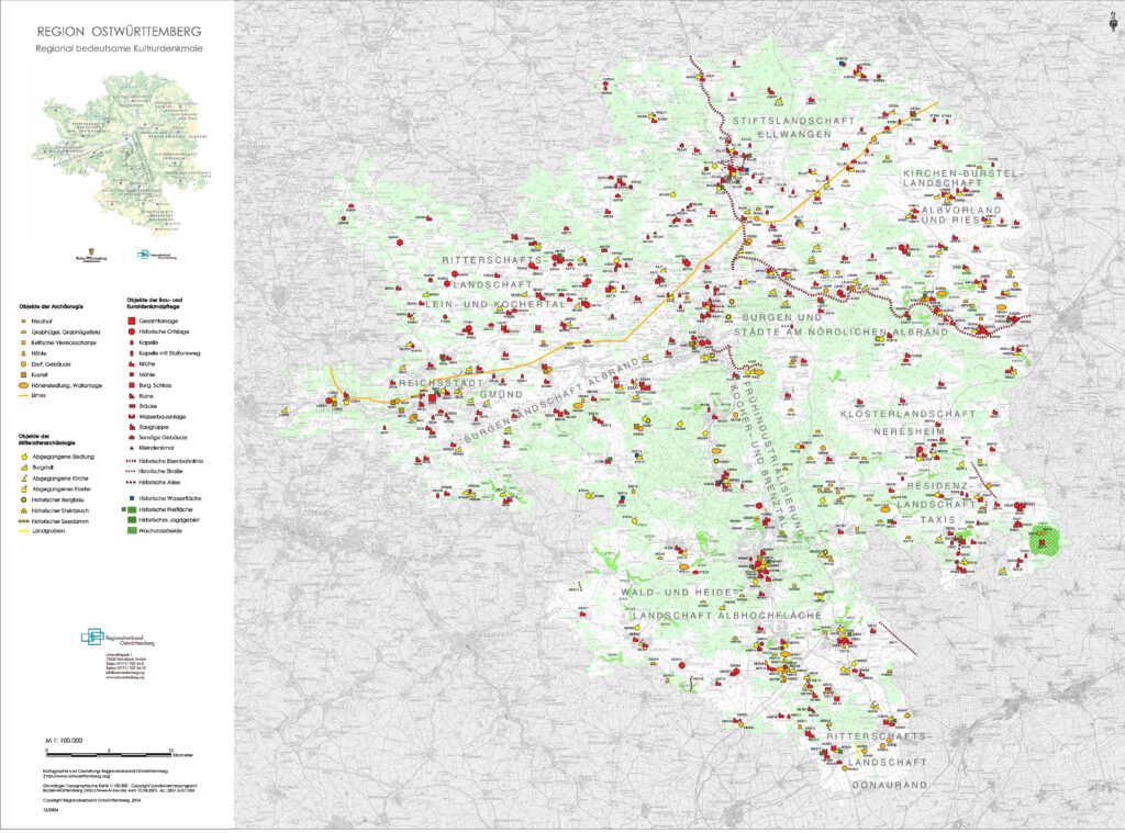 Regional bedeutsame Kulturdenkmale in Ostwürttemberg, Karte